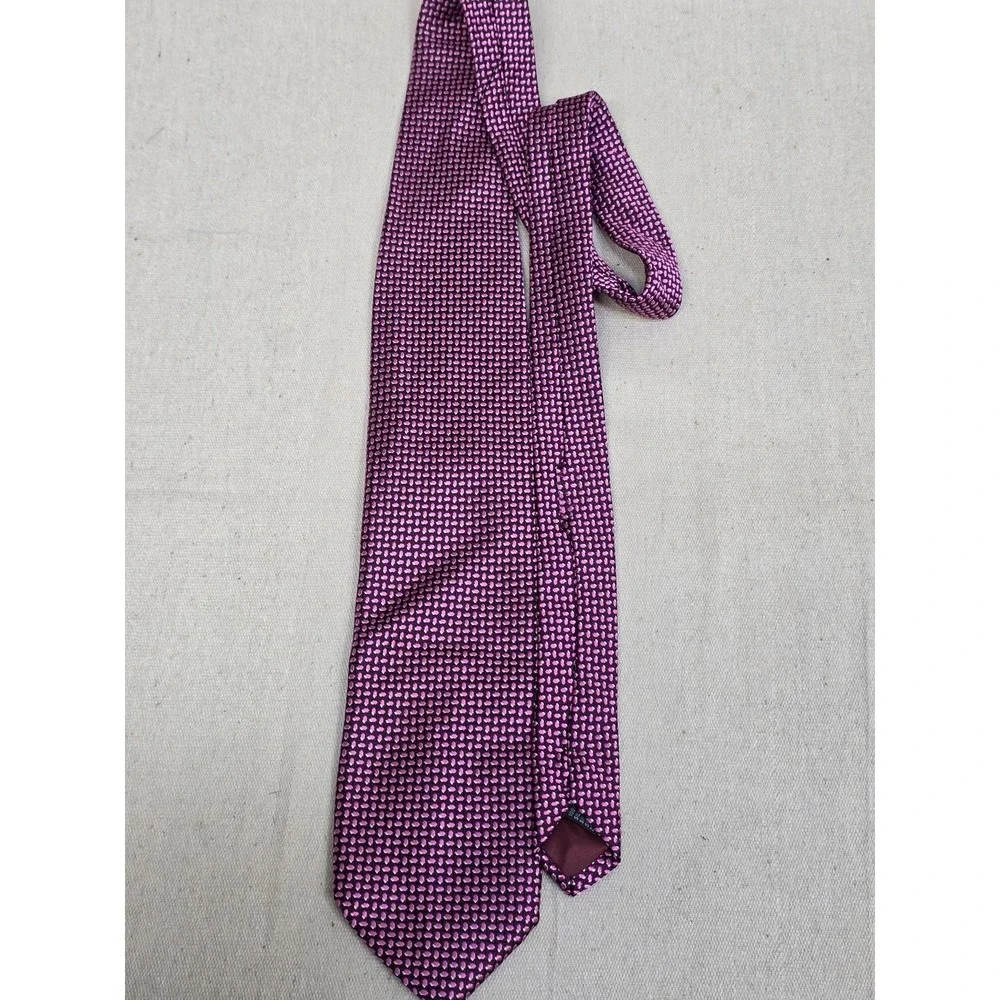 Bachrach Mens Silk‎ Tie Purple Pink Geometric Textured Weave Made in Italy